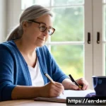 치매관리사 주간 업무 플래너 작성법 - **Prompt 1: The Organized Caregiver's Blueprint**
    A realistic, medium shot of a focused female c...