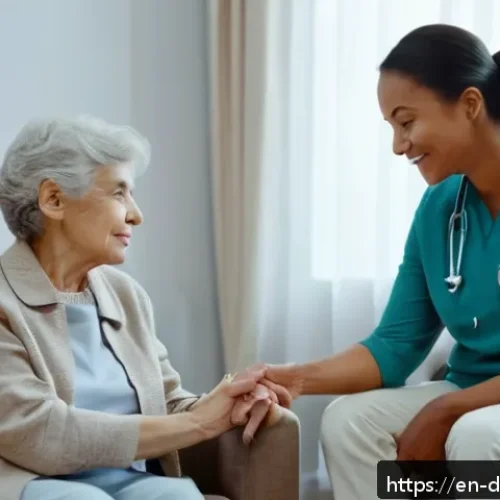 치매관리사 채용 트렌드 분석 - A compassionate dementia care professional, a middle-aged woman wearing neat, professional attire an...
